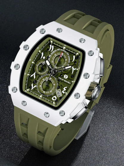 TSAR BOMBA Watch for Men Luxury Brand Tonneau Design Waterproof Clock Stainless Steel Wristwatch Fashion Rectangle Mens Watch