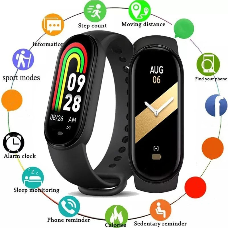 New M8 Band Sports Smartwatch Movement Step Count Bluetooth Fitness Track Bracelet Synchronous Phone Information Smart Watches