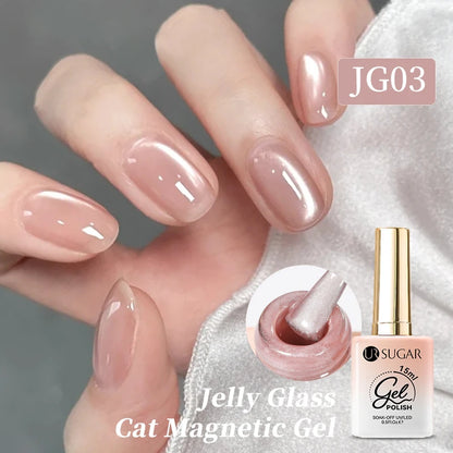 UR SUGAR 15ml Pink Jelly Cat Magnetic Gel Nail Polish Glitter ICE Soak Off Ceramic UV Gel Semi-permanent Nail Supplies Manicure