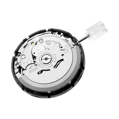 New NH35 24 Jewelry High Accuracy Mechanical Automatic Movement Black Day Date 3 o'clock Crown 3.8'clock Crown
