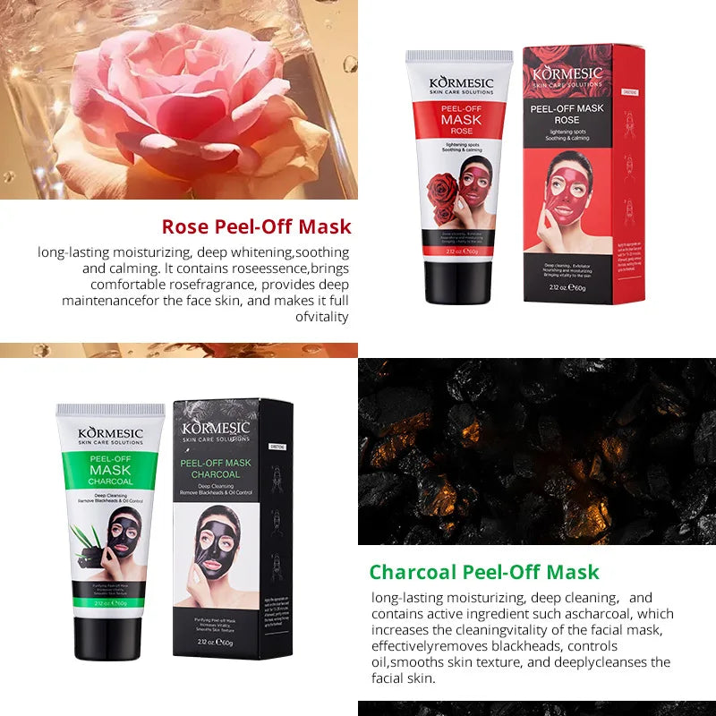 Bamboo Charcoal Black Cleansing Mud Mask to Clean Pores, Peel-Off Mask to Moisturize the Face, Deep Clean the Face, Fine Pores,