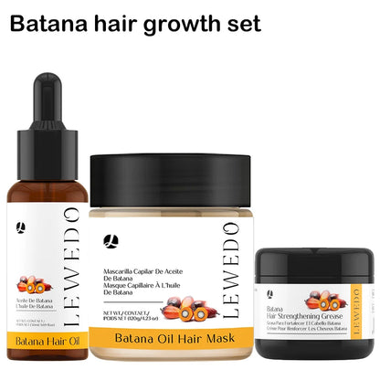 Lewedo Natural Batana Hair Growth Oil Set For Men Women Reduce Hair Loss Treatment Serum Nourish Scalp Anti-Breakage Hair Mask