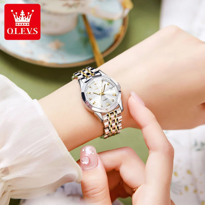 OLEVS Watch 9931X Ladies Perfume Watch Original Elegant Quartz Watch Waterproof Luminous Stainless Steel Date Set Watch Bracelet