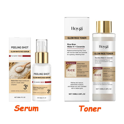 Glow Brightening Rice Essence Moisturizing Nourishing Even Skin Tone Improves Dullness Oil-Control Brightening Serum Skincare