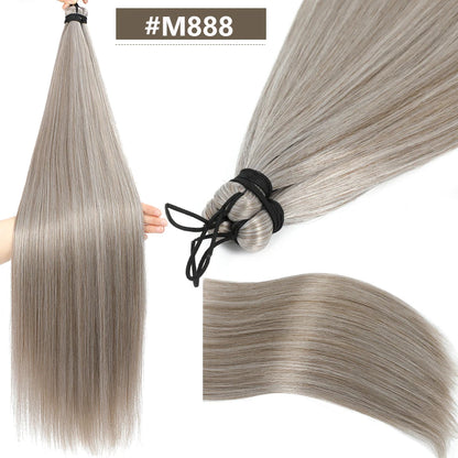 Magicae 28Inches 3Pcs Dark Brown Twist Crochet Braiding Ombre Blond Straight Hair Bundles Extension High Temperature Synthetic