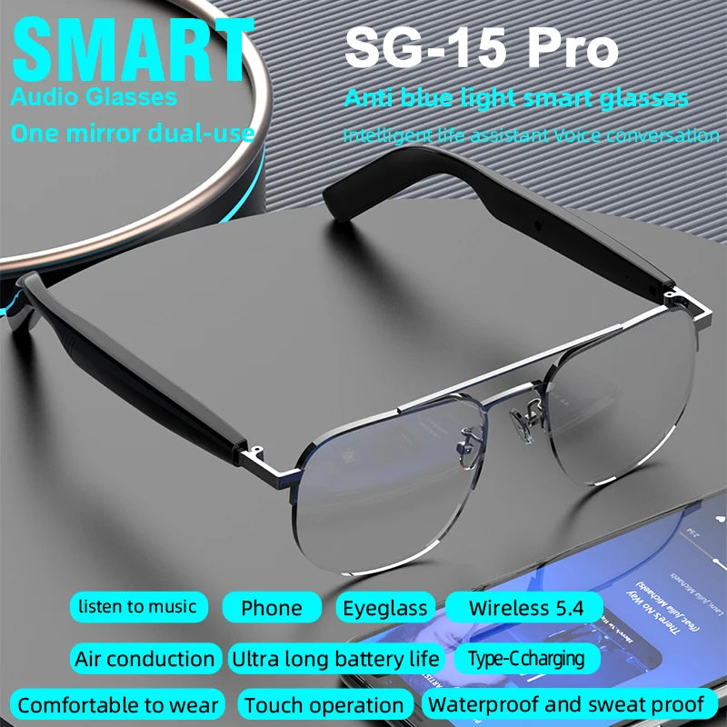SG-15 Portable Outdoor Glasses Smart Music Sunglasses Earphones Wireless Bluetooth Headphone Hands-free Call Glasses For Driving