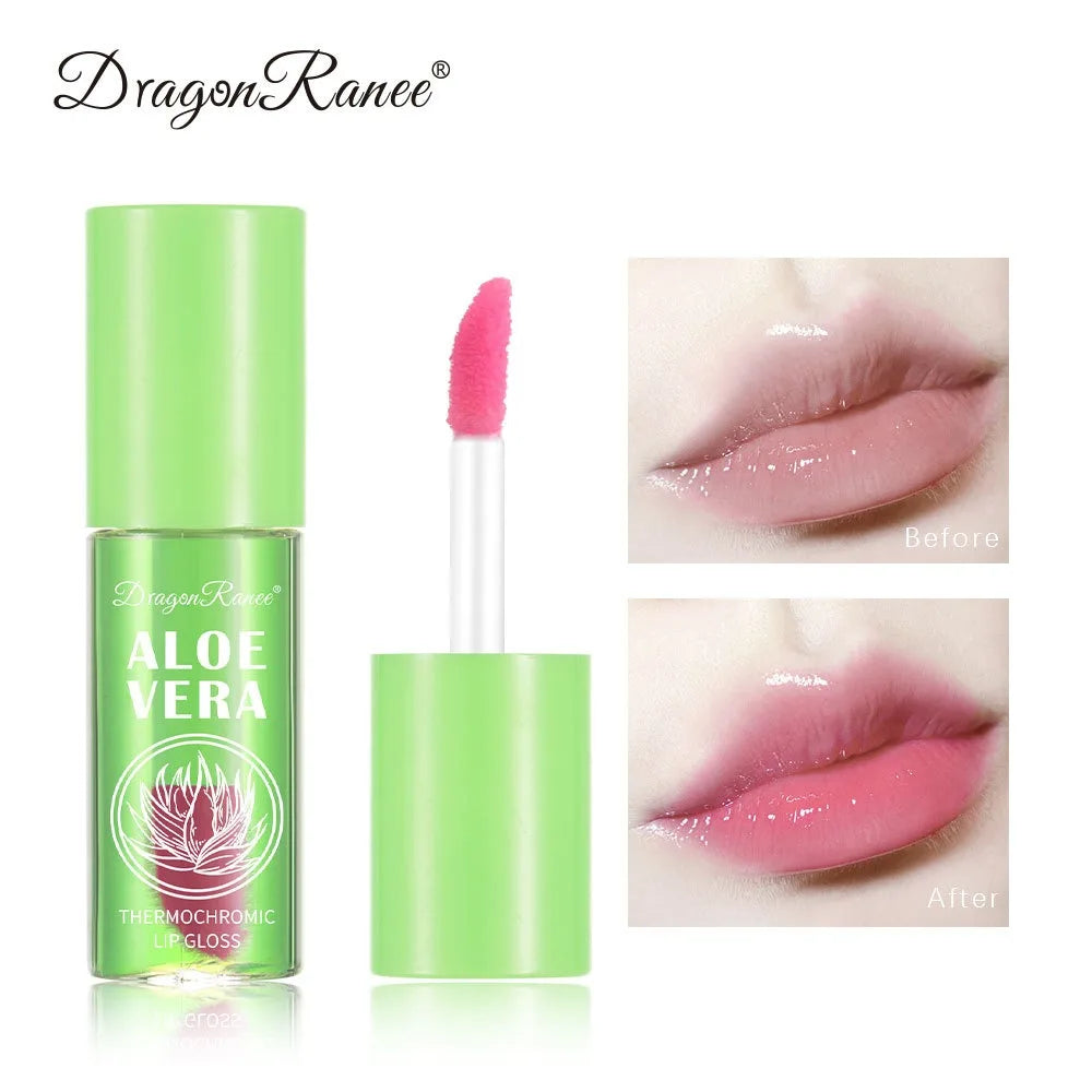 1pc Aloe Vera Lip Gloss Chili Lip Plumping Oil Moisturizing Lip Color Natural Long Lasting Waterproof Oil Lip Balm