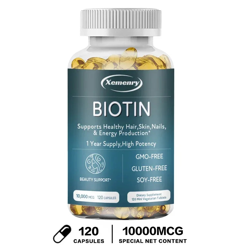 Biotin Capsule Supplement 10000 Mg - Beautiful Hair, Skin and Nails, Dietary Supplement