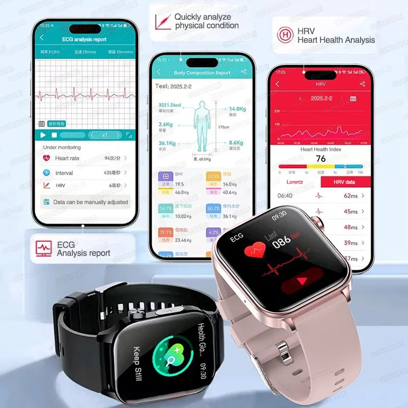 2025New ECG+PPG AI Health Diagnose Smart Watch Men Women Clock Blood Lipid BP Uric Acid Heart rate Tracker For Xiaomi Smartwatch
