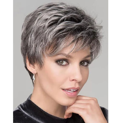 HAIRJOY Synthetic Hair Women Classic Short Wigs Layers Curly Grey Wig