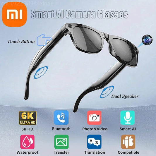 Xiaomi 6K HD AI Smart Camera Glasses 100MP 260mAh Long-lasting Battery Voice Assistant Control Music Calling Sport Smart Glasses