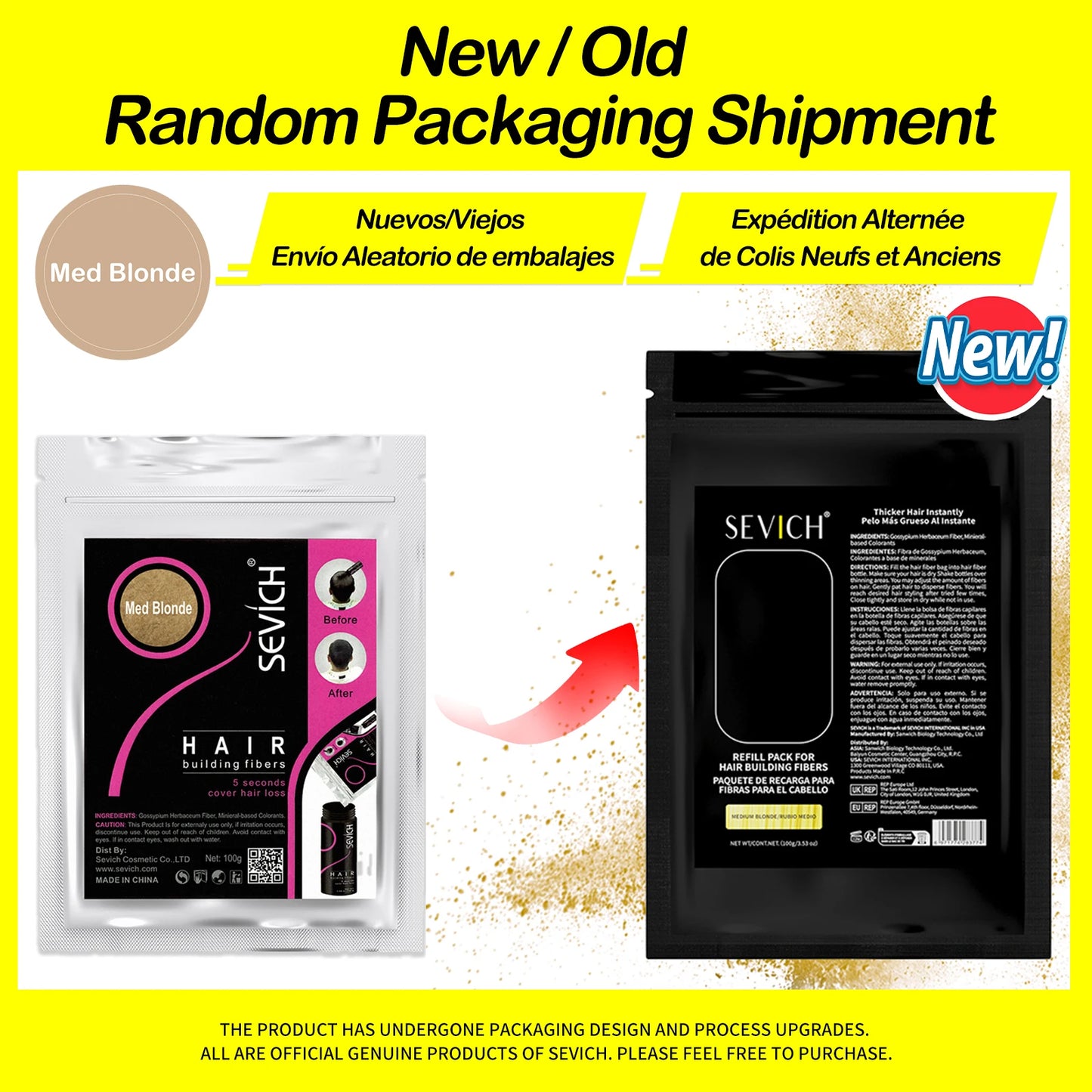 Sevich 100g Hair Fibers Refill Bag Keratin Instant Hair Growth Powder Hair Building Fiber Hair Regrowth Powder Hair Loss Product