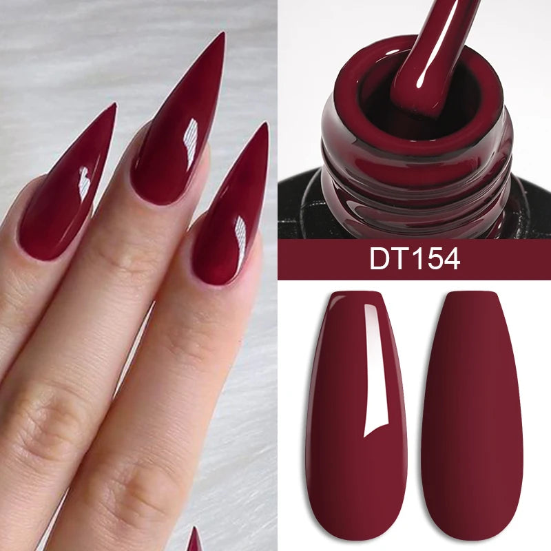 7ML Wine Red Gel Nail Polish Christmas Red Glitter Semi Permanent Varnish Nail Supplies Soak Off UV LED Nail Art Gel Polish DIY