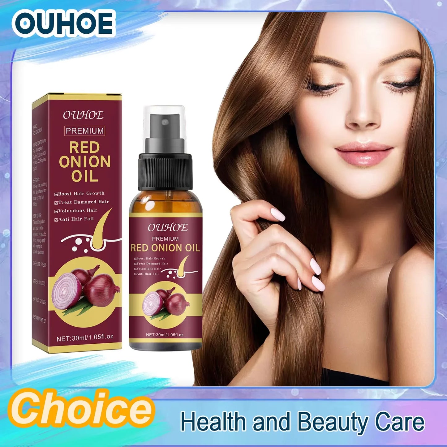 Red Onion Hair Growth Essential Oil Hair Care Spray Prevent Hair Loss Nourish Hair Roots Improve Hair Texture Hair Care Products