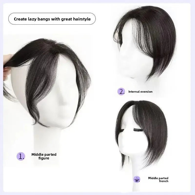 Natural Female Parting Hair Frontal Piece 3D Simulation Thickened Baldness Treatment Mid Split High Forehead Hair Extension