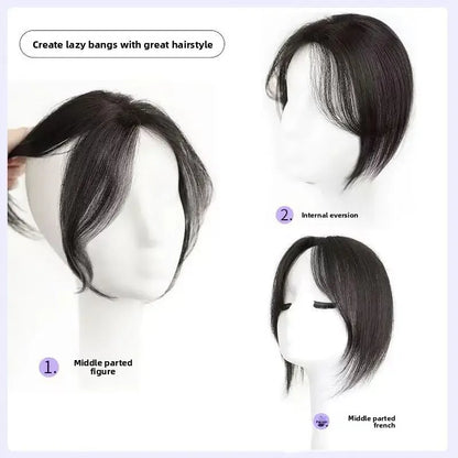 Natural Female Parting Hair Frontal Piece 3D Simulation Thickened Baldness Treatment Mid Split High Forehead Hair Extension