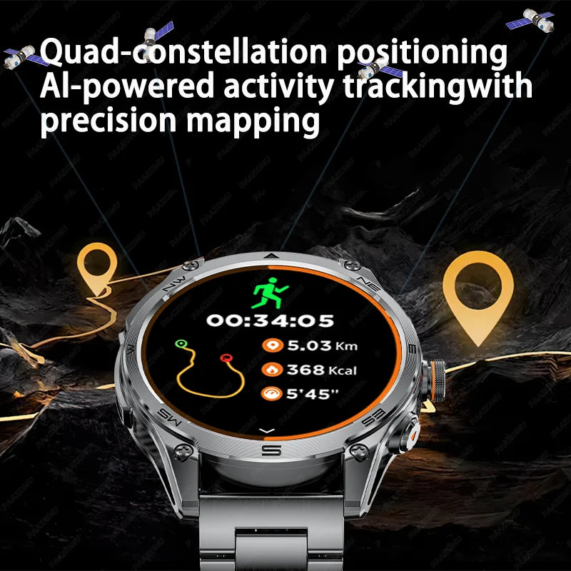 2025 New For Xiaomi GPS Sports Smart Watch 1000mAh large battery LED flashlight compass barometer Military Grade Smartwatchs men