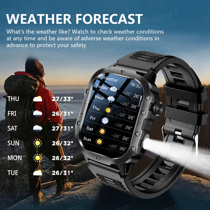 LAXASFIT 2025 New Military Smart Watch Men Outdoor Sports Fitness Tracker Health Monitoring 2.01Inch Bluetooth Calls Smartwatch