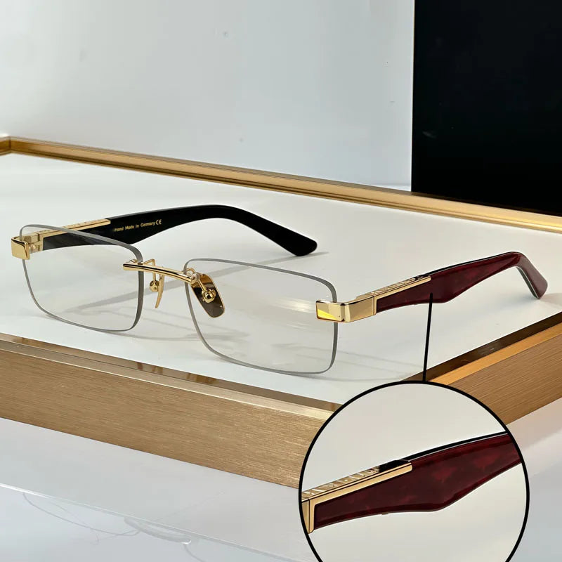 THE ARTIST III Designer Rimless Sunglasses Rectangle Men Alloy Acetate Germany Brand Trendy Classical High Quality Women UV400