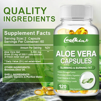 Natural Aloe Vera Extract Capsules, Non-GMO, Dietary Supplement