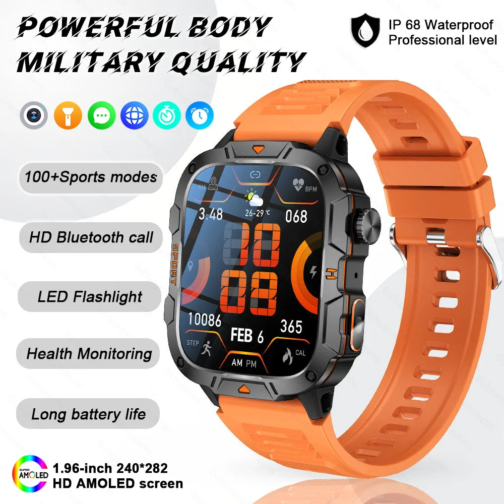 2025 New For Xiaomi Military Bluetooth Call Smart Watch Men 1.96" AMOLED Screen 5ATM Waterproof GPS Outdoor Sports Smartwatches