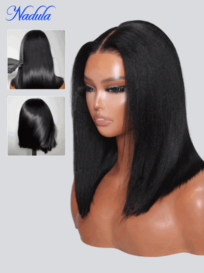 Nadula 7x5 Bye Bye Knots™ & 13x4 Pre-Everything™ Yaki Straight Short Bob Wig Natural Looking Glueless Wig with Invisi Drawstring
