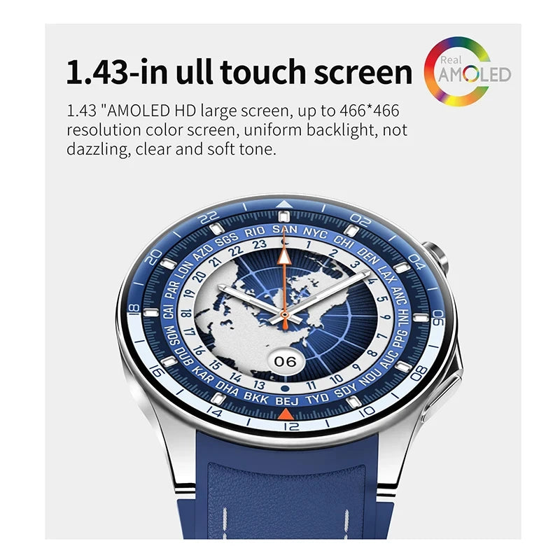 New For OPPO Smart Watch Men  GPS Trajectory Compass 466*466 AMOLED HD Screen Bluetooth Call 120+Sports Fitness Man Smartwatch