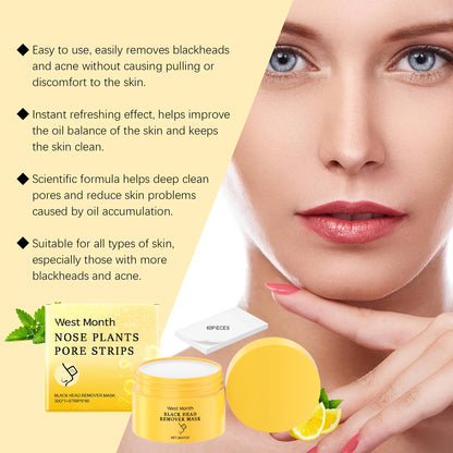 60pcs+30g Blackhead Tearing Nose Mask Absorbs Oil Dirt Gently And Effectively Remove Blackheads Whiteheads Short Time Aloe Vera
