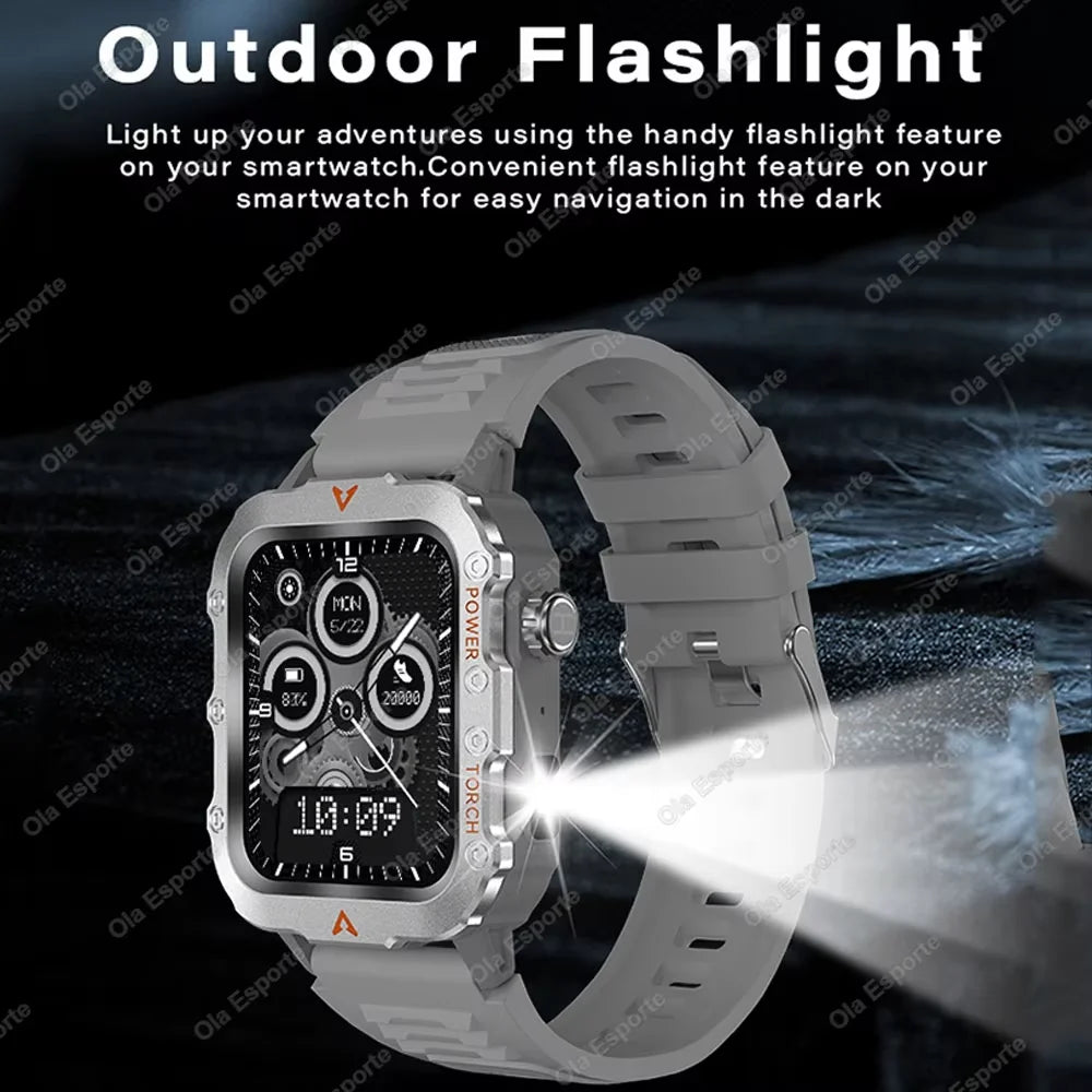 Three Defense Military Men's Smart Watch lP68 Waterproof Outdoor Sports Large Screen Bluetooth Call Smartwatch For Android IOS