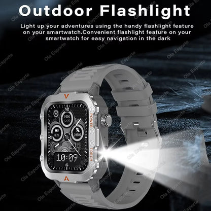 Three Defense Military Men's Smart Watch lP68 Waterproof Outdoor Sports Large Screen Bluetooth Call Smartwatch For Android IOS