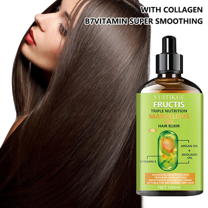 YUITIKEU Hair Oil enhances shine and provides long-lasting smoothness and gloss effect. Suitable for dry to very dry hair.