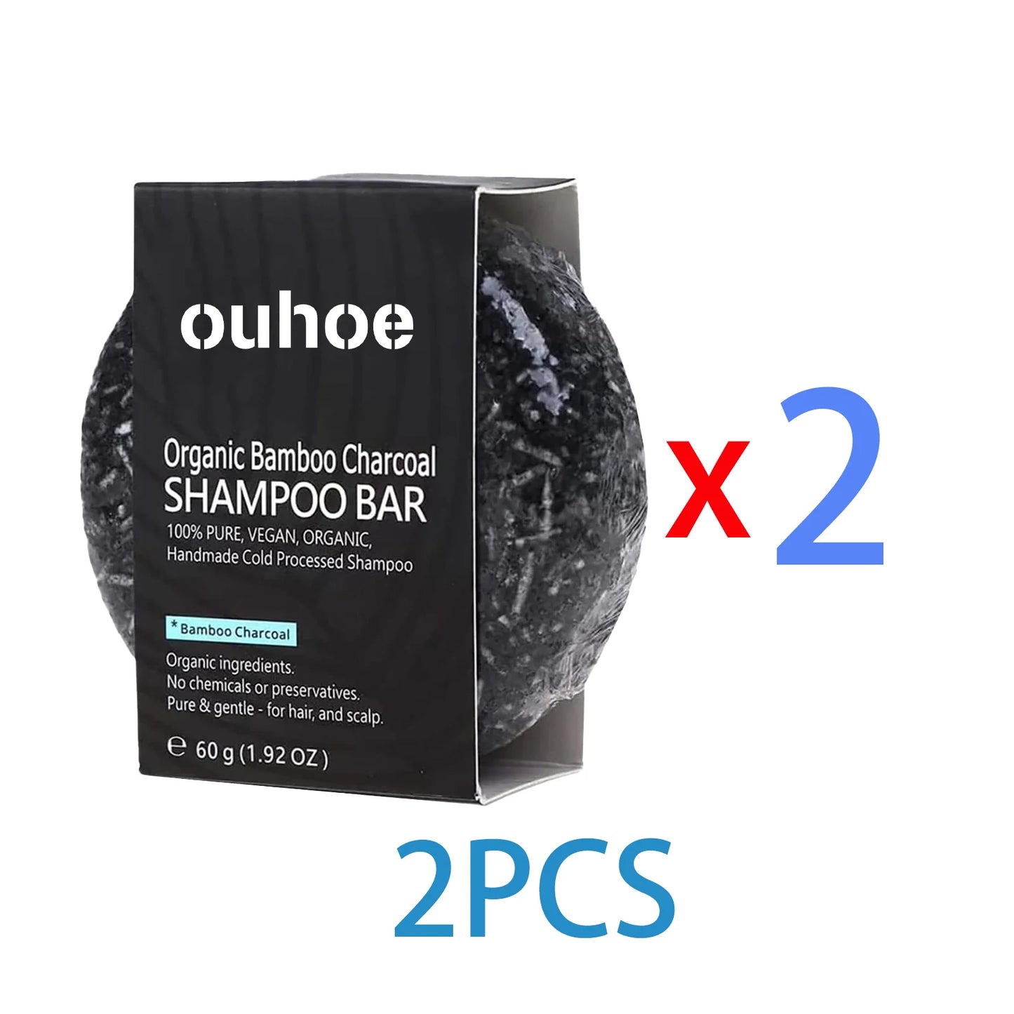 Bamboo Charcoal Shampoo Bar Scalp Care Deep Cleansing Hair Soap Coconut Oil Olive Oil for Dry Damaged Hair Strengthen Roots 60g