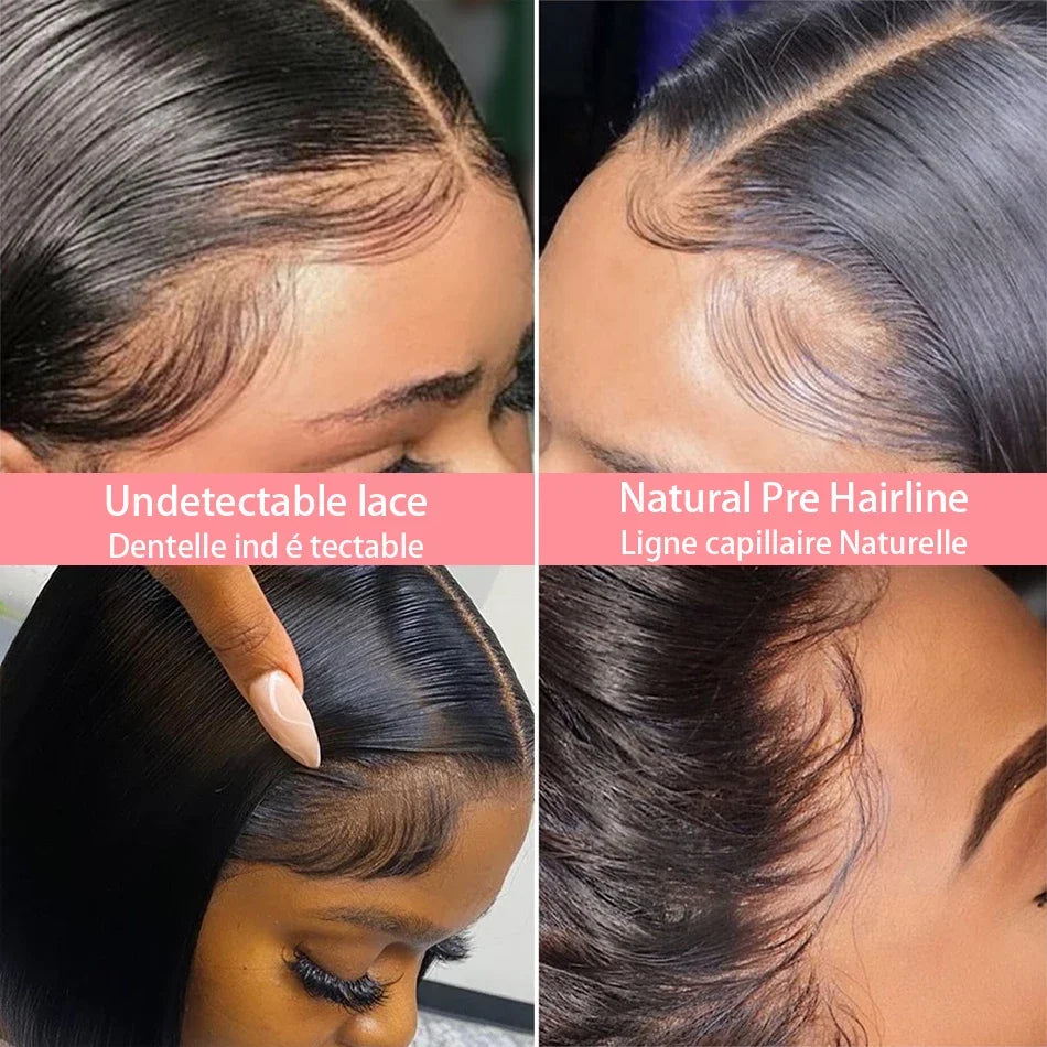 Straight Short Bob Wigs 13x4 Human Hair Lace Frontal Wigs 200% Remy Pre Plucked Transparent Lace Short Bob Wigs For Women 14inch