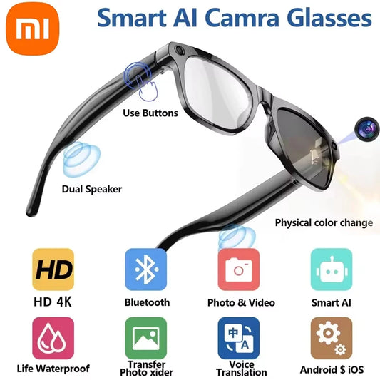 Xiaomi Intelligent Glasses Shooting Photos and Video 4K HD Camera With Color Changing Lenses 260Mah Battery Color-changing Lens