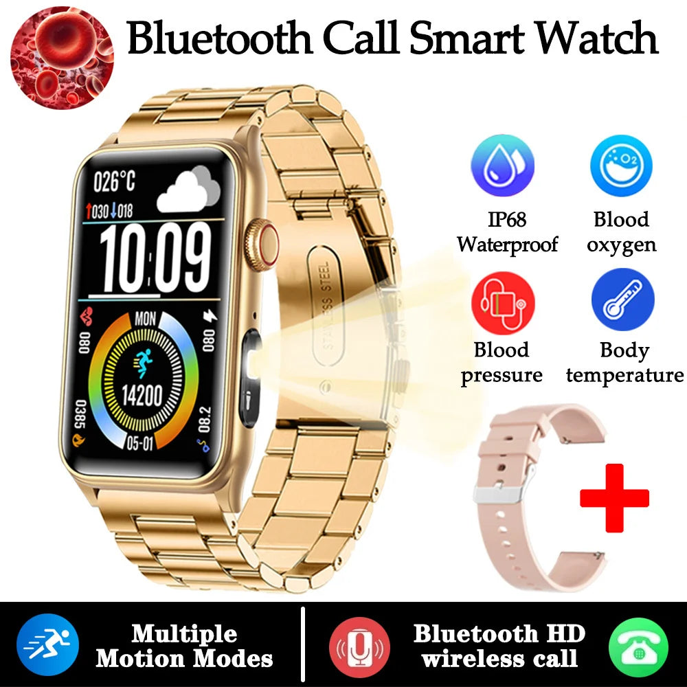 2025 New Smart Watch Men ECG+PPG Blood Pressure Blood Oxygen Health Monitor Sport Fitness AI Vocie BT Call Flashlight Smartwatch