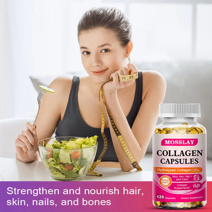 Collagen Capsules with Hyaluronic Acid and Vitamin C Complex, Skin Whitening Supplement