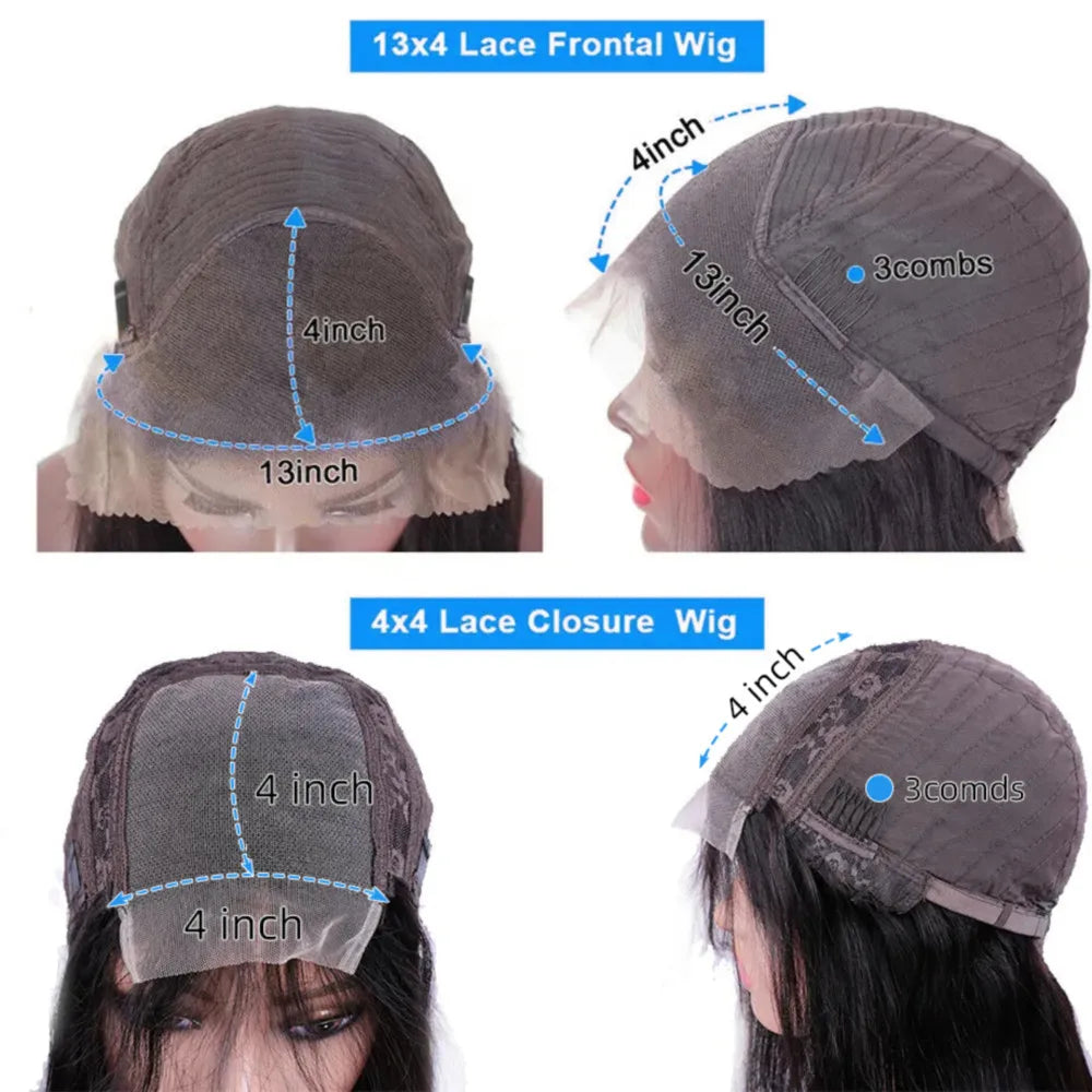 Short Bob Curly 13x4 Lace Front Human Hair Wigs Brazilian Virgin 100% Human Hair Deep Wave Bob Wigs 200% Density 4x4 Closure Wig