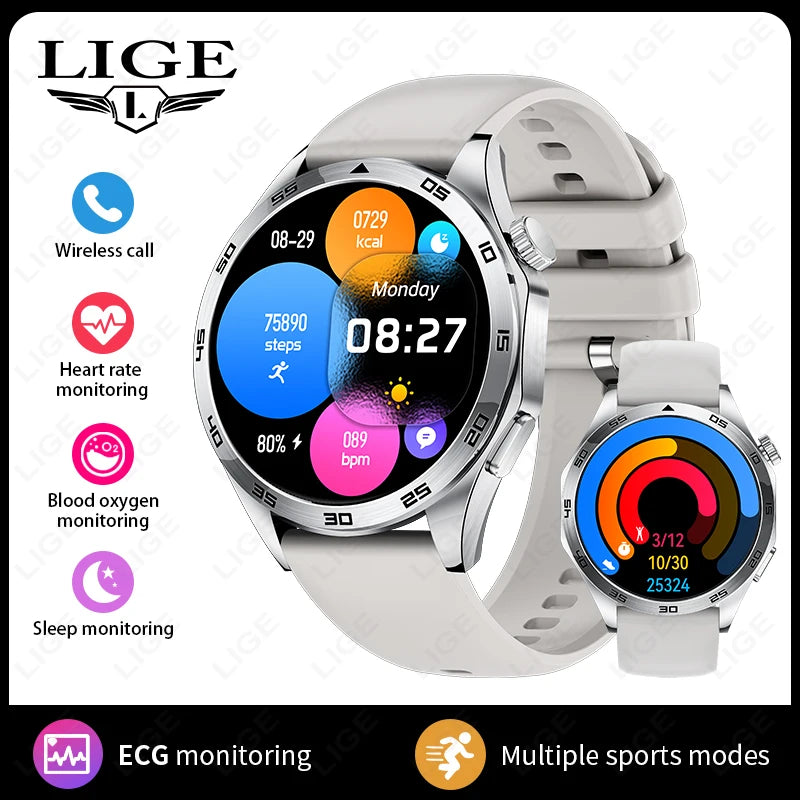 LIGE ECG Smart Watch Men 2024 Smartwatch Bluetooth Call Heart Monitor Band 1.50 HD Screen Sports Men’s Watches For Android ios