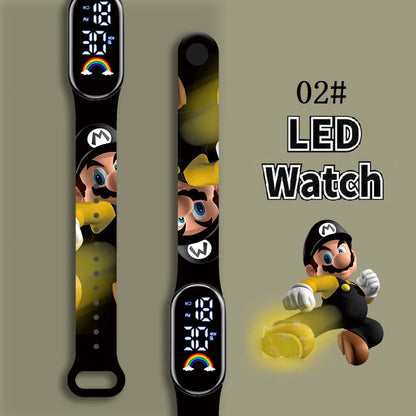 Mario Bros Children's Watches Action Figures Luigi Princess Peach Yoshi Bowser kids Sport Wristband Waterproof Digital Watch