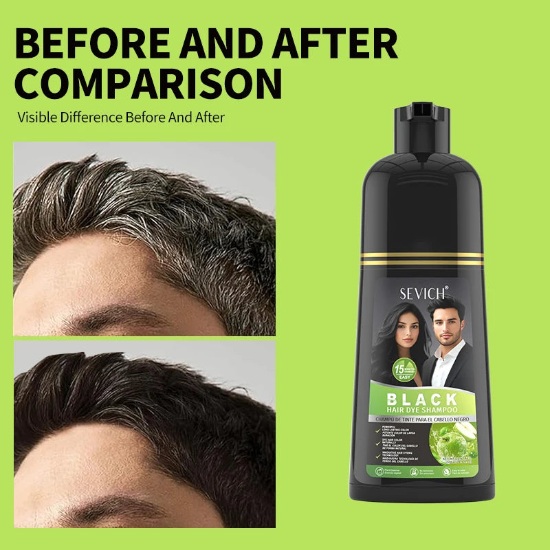 Green Apple Black Hair Dye Shampoo 500ml Diy Herbal Coloring Hairs Instant Gray To Black Instant Coloring Shampoo For Women&Men