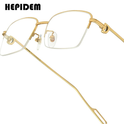 HEPIDEM Alloy Glasses Frame Men Luxury Famous Brand Design Retro Vintage Square Eyeglasses Rimless Spectacles Frameless Eyewear