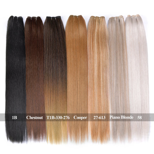 Straight Hair Extensions Synthetic Smooth Ombre Hair Weaving 26 inches brown Synthetic Straight Hair Bundles Full To End