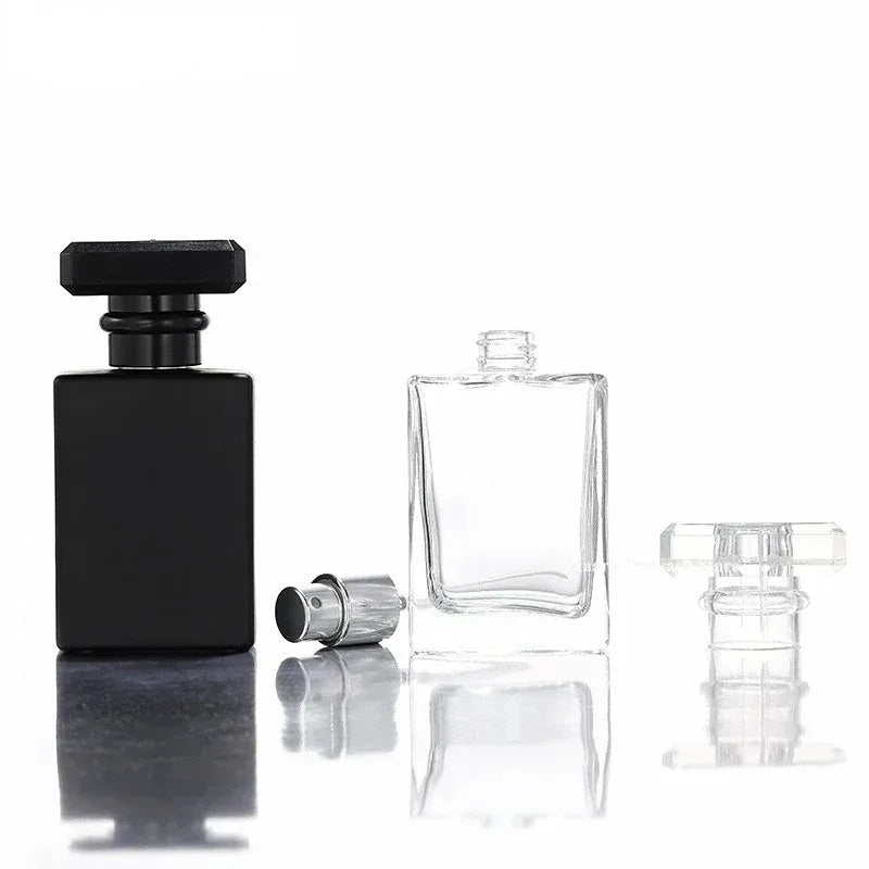 1/3/5pcs 30/50/100ml Perfume Bottle Glass Frosted Square Portable Pressed Fine Spray Aromatherapy Separate Bottle Wholesale