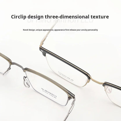 TFTB Luxury Pure Titanium Men's Glasses Square Screwless Design Stylish Ultra-light Optical Prescription Eyeglasses Frame 8012