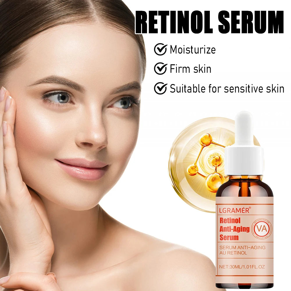 LGRAMER Retinol Facial Essence Anti-aging, Freckle Removal, Wrinkle Reduction and Whitening Suitable for All Skin Types
