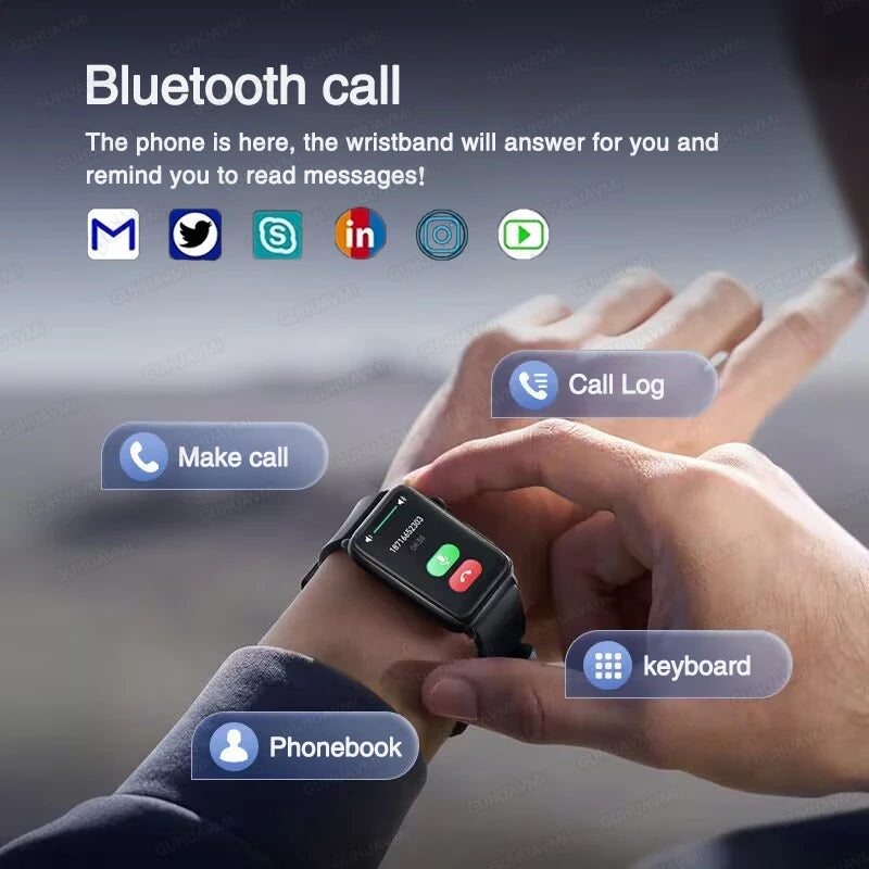 2025 New AI Medical Diagnosis Blood sugar Blood pressure Blood oxygen Smart Watch For Men Bluetooth Call LED Health Smart watch