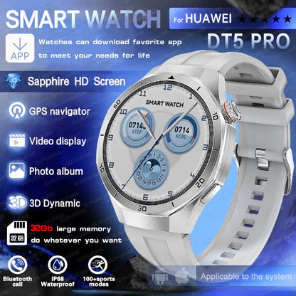 DT5 Pro Watch 32Gb Memory Local Music Bluetooth Call GPS Tracker Compass 3D Menu Bluetooth Smart Watch Men Women 2025