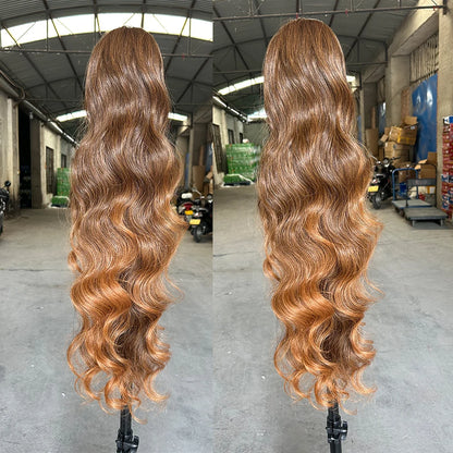Magicae Ponytail 28Inches Ombre Brown Blond 27/ 613 Clip in Synthetic Hair Extension 180grams Heat Resistant Body Wavy