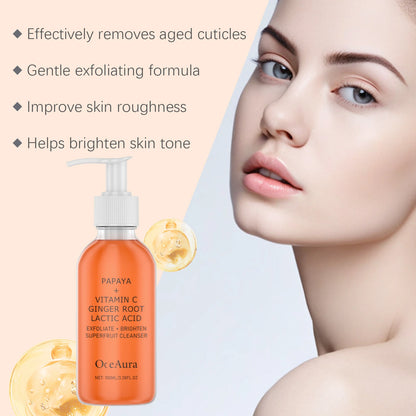 Oceaura Papaya Facial Cleanser Exfoliating Oil Control Deep Cleaning Pore Shrinking Blackhead Remover Dirt Brightening Face Wash
