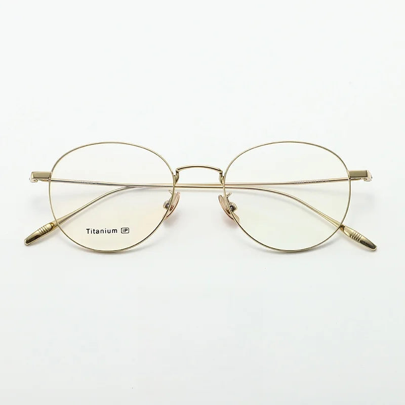 MOMOJA Round Retro Glasses Fashion Ultra Light Pure Titanium Spectacle  Frame New Men's and Women's Prescription Glasses TI0032